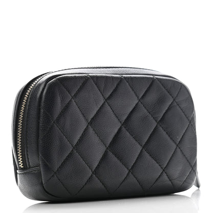 Chanel Caviar Quilted Small Curvy Pouch Cosmetic Case Black 2 of 7