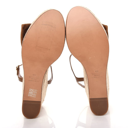 Valentino Garavani Suede Calfskin Tropical Bow Espadrille Platform Wedge Sandals 42 Brown 6 of 10