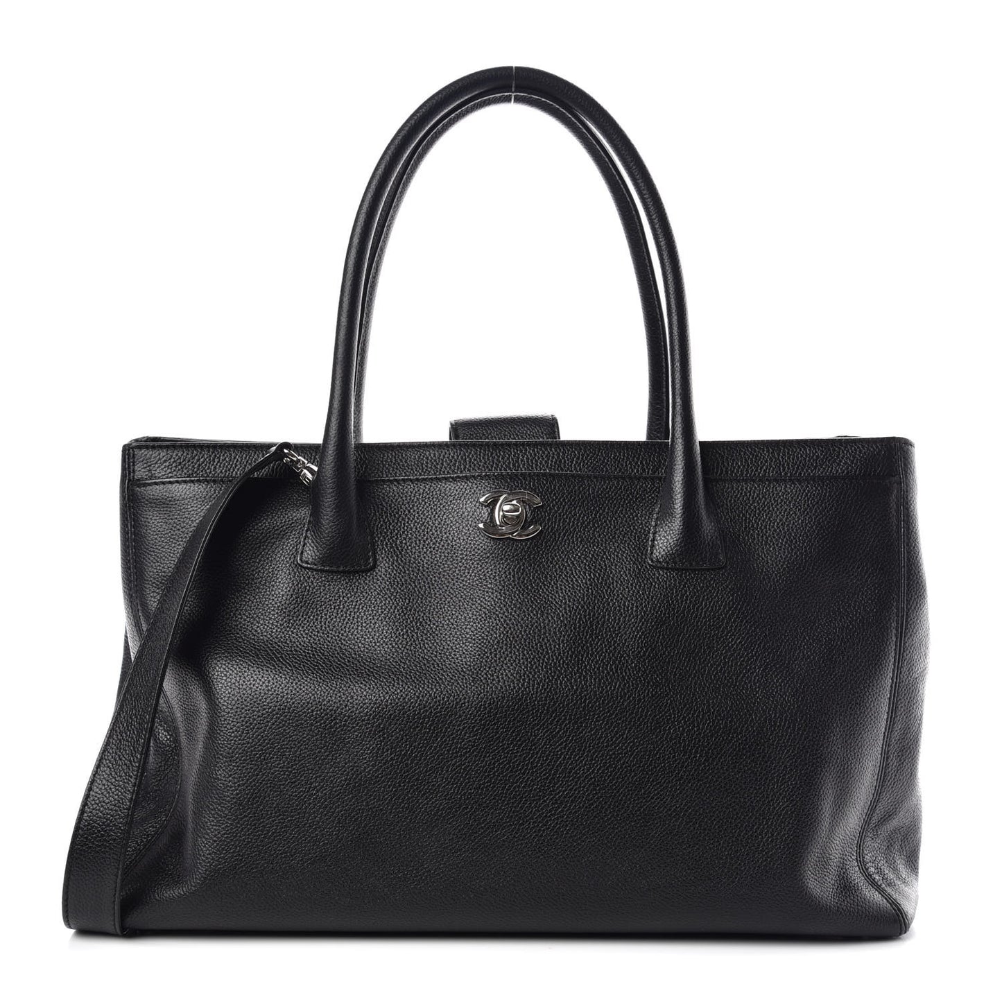 Calfskin Cerf Executive Shopper Tote Black