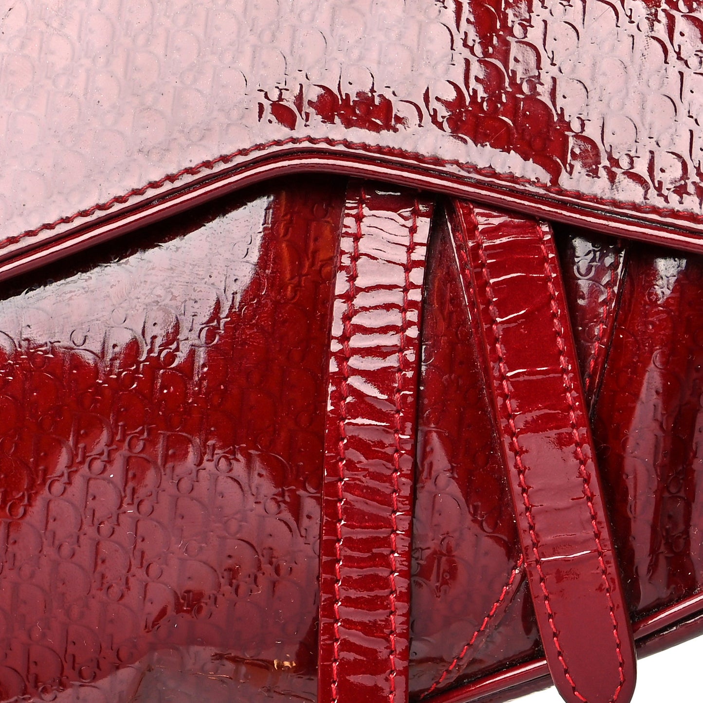 Patent Diorissimo Saddle Bag Dark Red