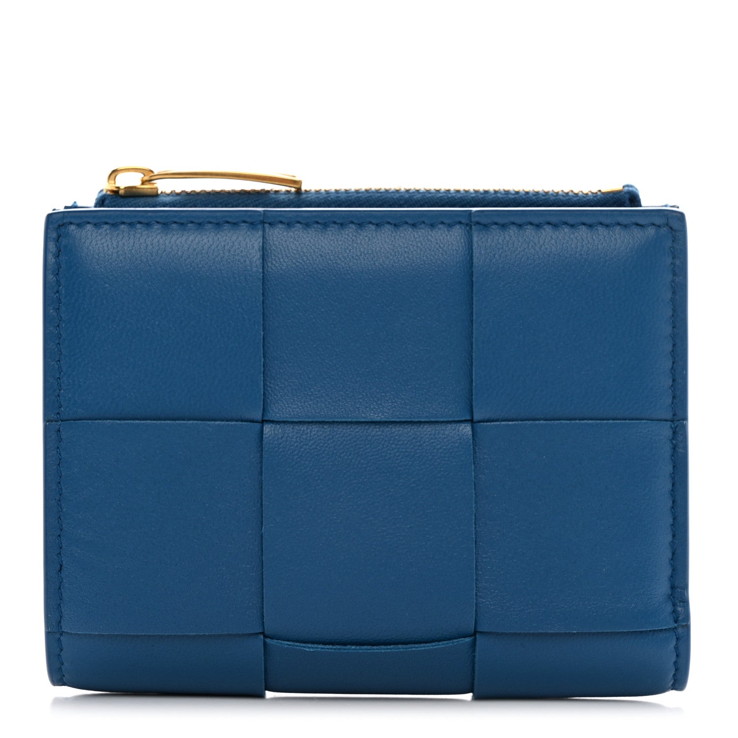 Bottega Veneta Nappa Maxi Intrecciato Bifold Zip Wallet Deep Pacific 1 of 8