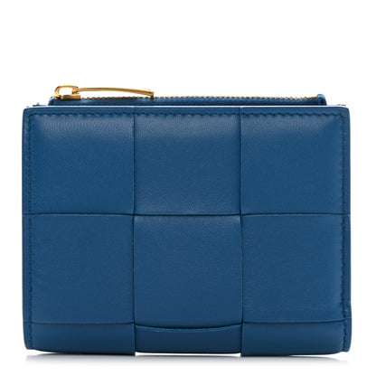 Bottega Veneta Nappa Maxi Intrecciato Bifold Zip Wallet Deep Pacific 1 of 8