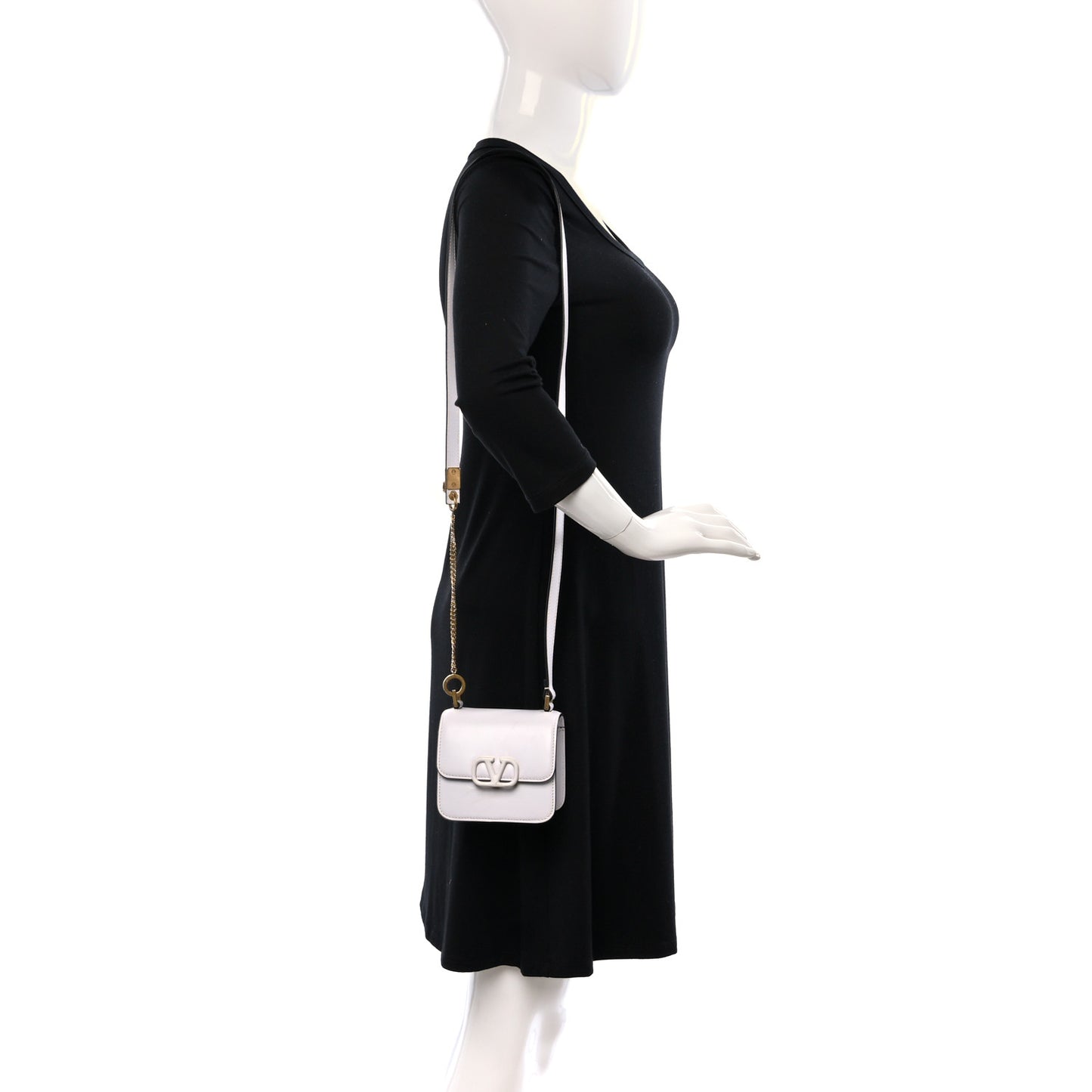 Smooth Calfskin Micro VSling Shoulder Bag White