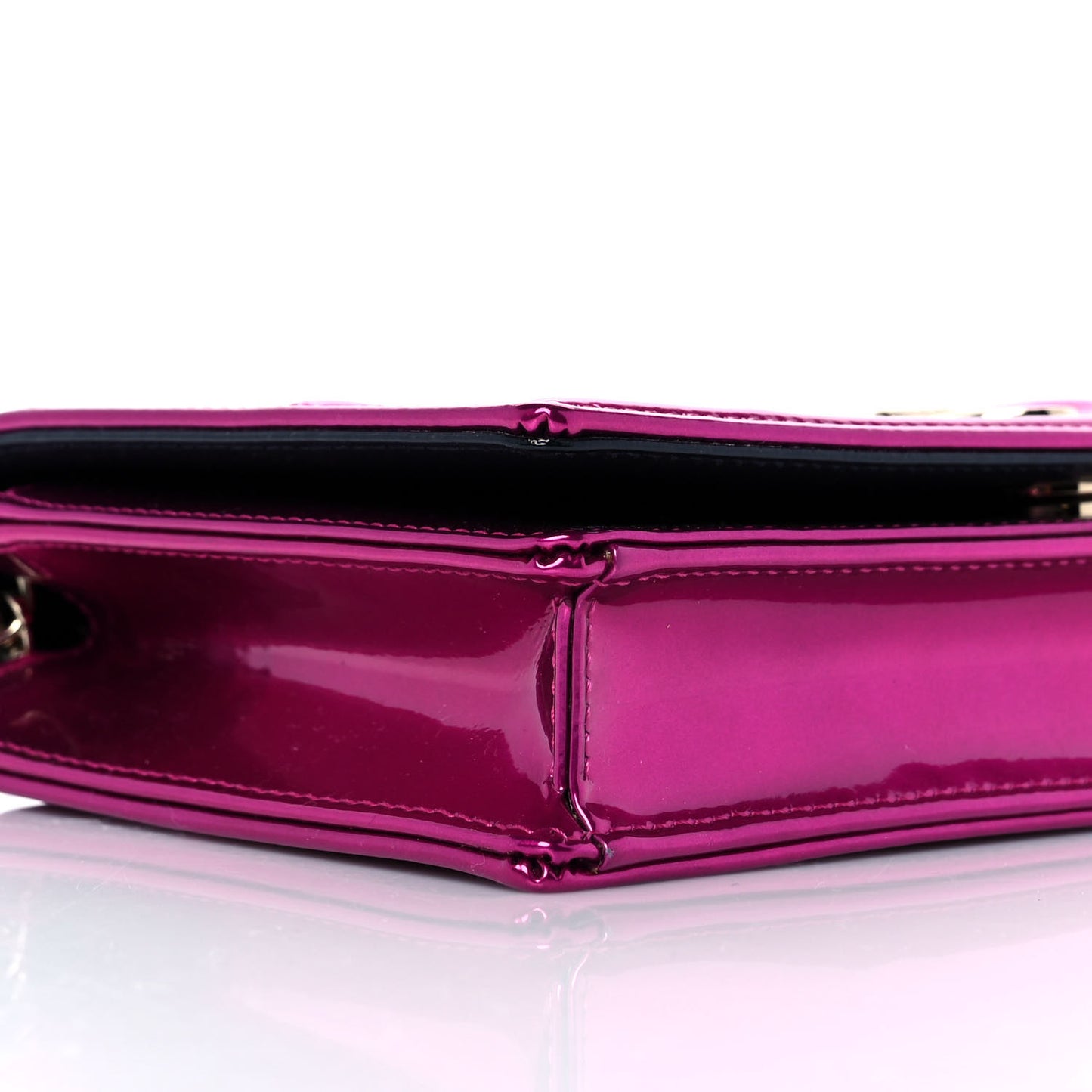 Patent Micro-Cannage Diorama Wallet on Chain Pouch Fuchsia