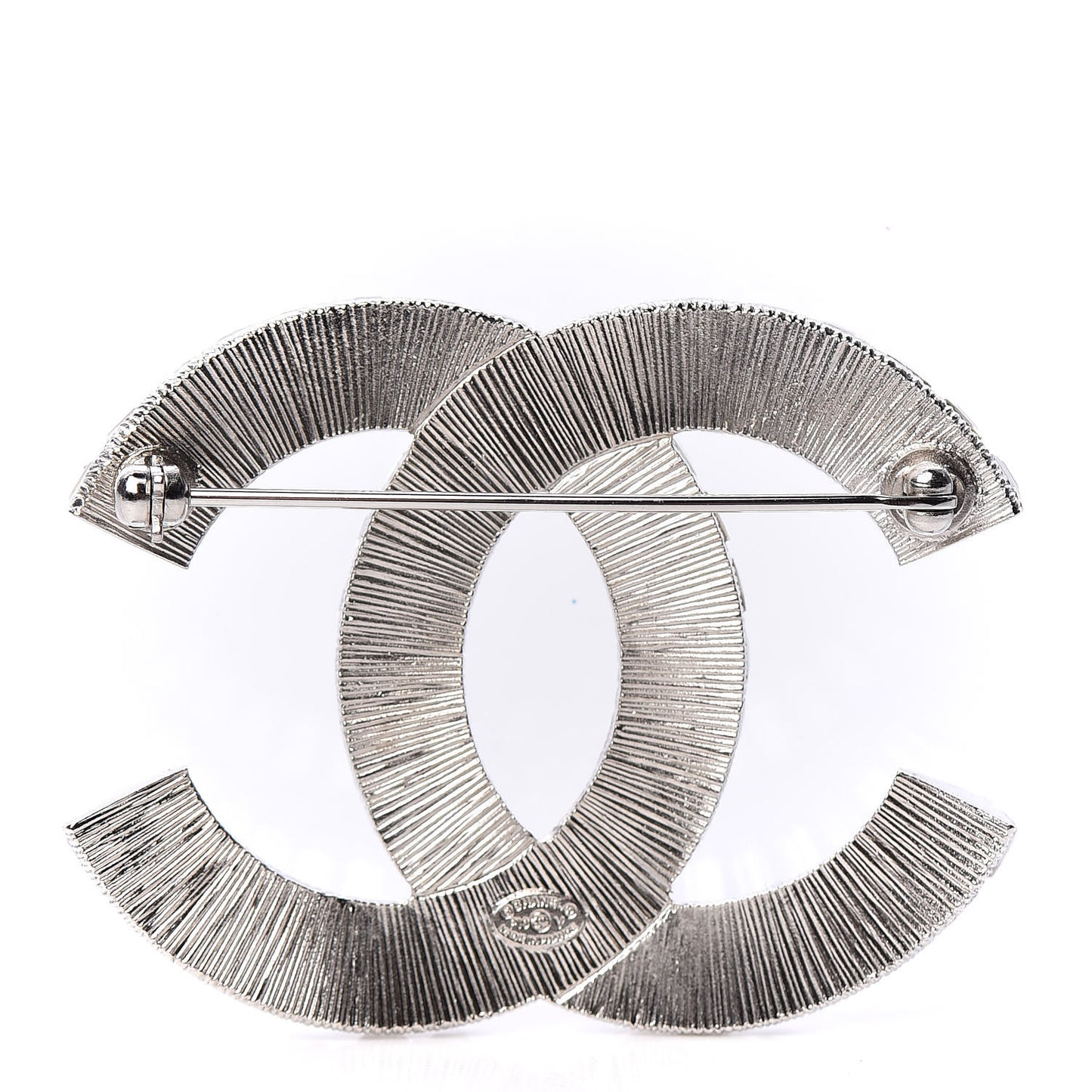 Baguette Crystal CC Brooch Silver
