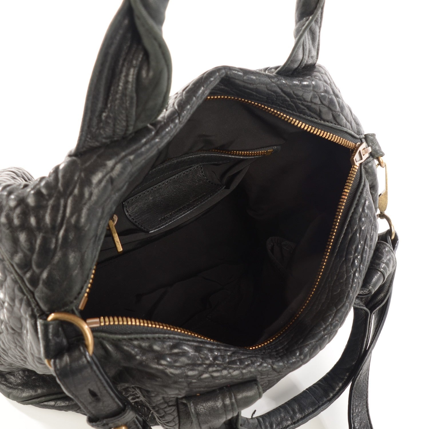Alexander Wang Pebbled Lambskin Rocco Black Antique Brass Hardware 5 of 9