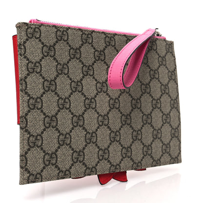 Gucci GG Supreme Monogram Bow Wristlet Red Pink 2 of 7