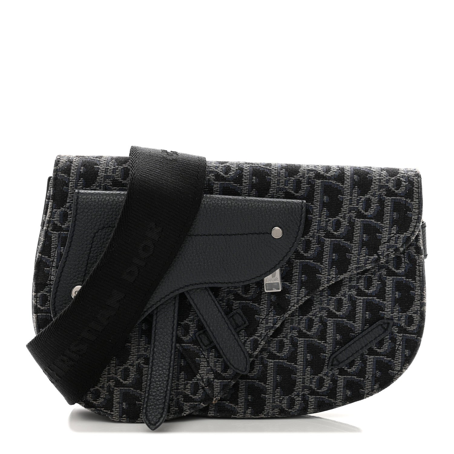 Christian Dior Oblique Saddle Messenger Pouch Blue Black 1 of 13