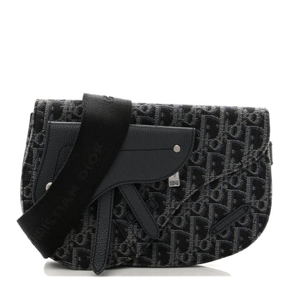 Christian Dior Oblique Saddle Messenger Pouch Blue Black 1 of 13