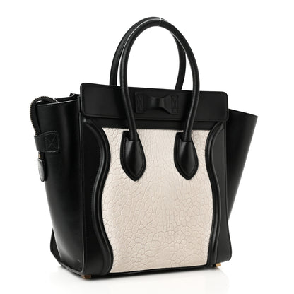 Celine Calfskin Micro Bi-Color Luggage Black White 3 of 11