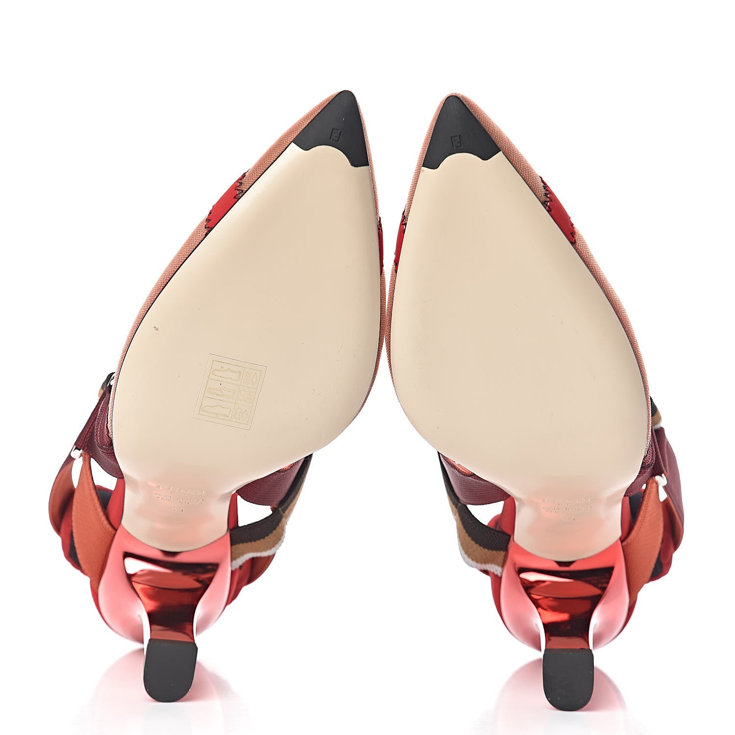 Fendi Technical Mesh Colibri 85mm Slingback Pumps 41 Fragola Mou Fango Ruggine 5 of 9