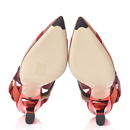 Fendi Technical Mesh Colibri 85mm Slingback Pumps 41 Fragola Mou Fango Ruggine 5 of 9