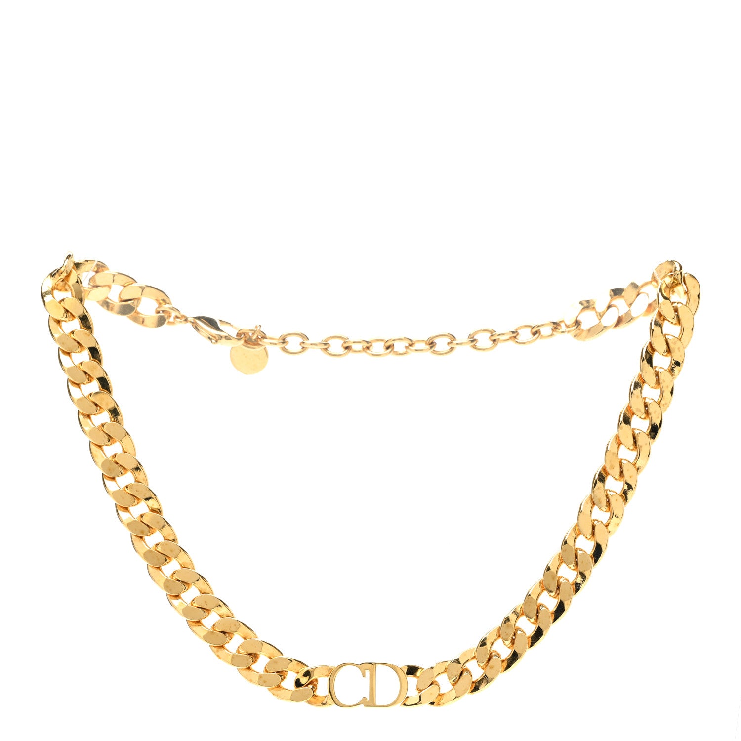 Christian Dior Metal CD Choker Necklace Gold 1 of 4