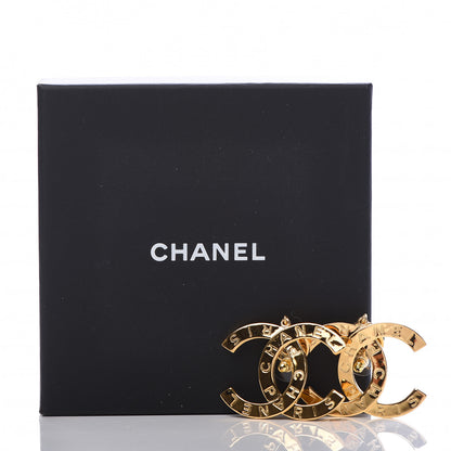 Chanel Metal Large Paris Button Earrings Gold 5 of 5