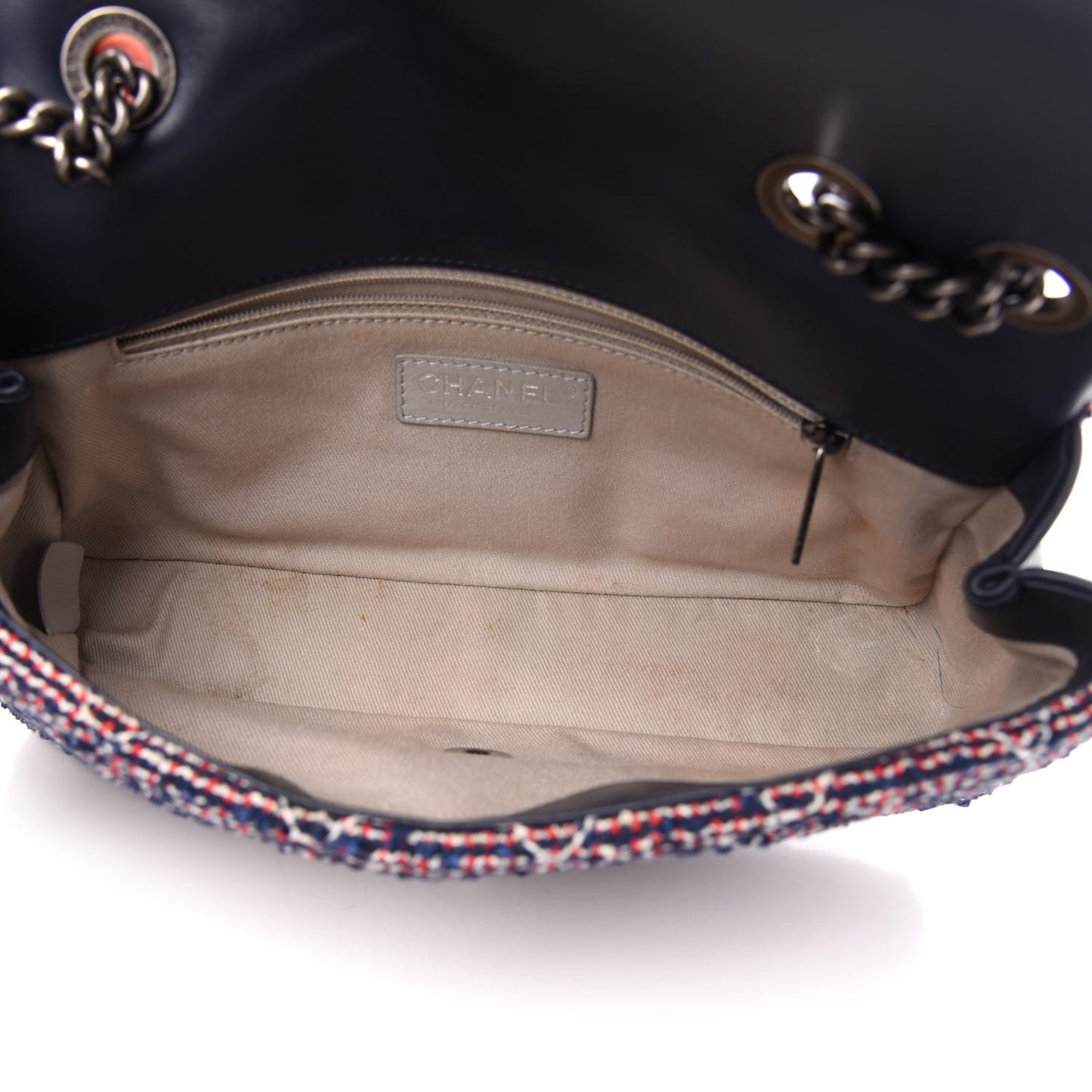 Tweed Quilted Medium Single Flap Blue Multicolor