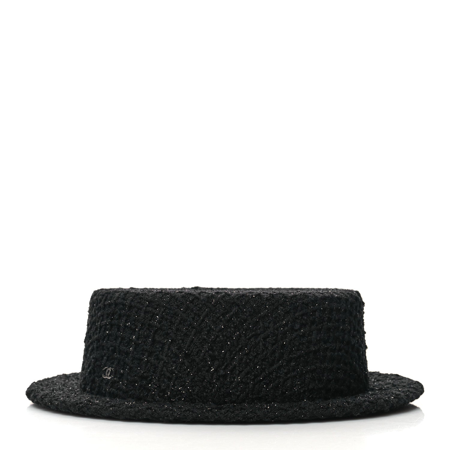 Chanel Tweed Boater Hat M Black 3 of 7