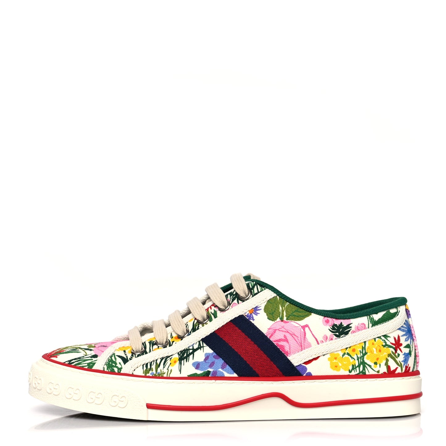 X KEN SCOTT Cotton Web Floral Womens 1977 Tennis Sneakers 38 Ivory Pink Mystic White