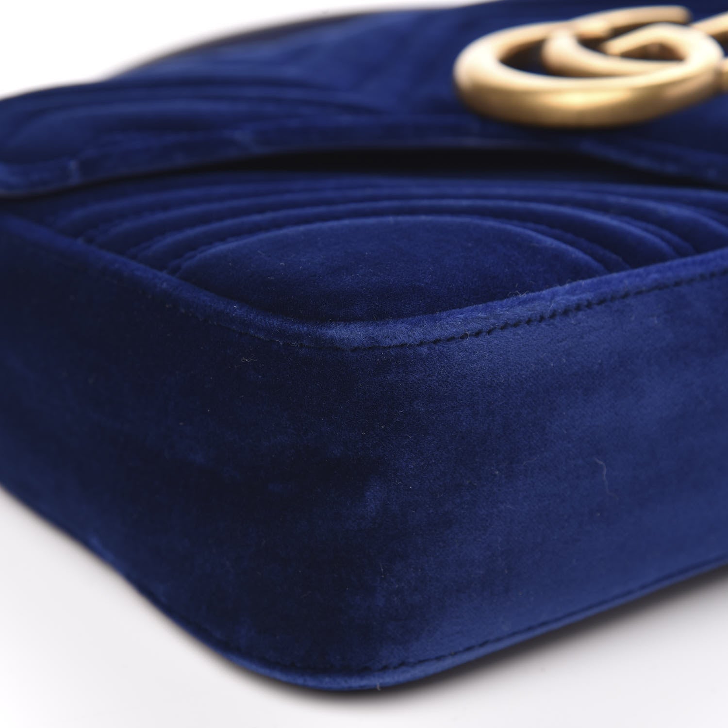 Gucci Velvet Matelasse Medium GG Marmont Shoulder Bag Cobalt Blue 9 of 14