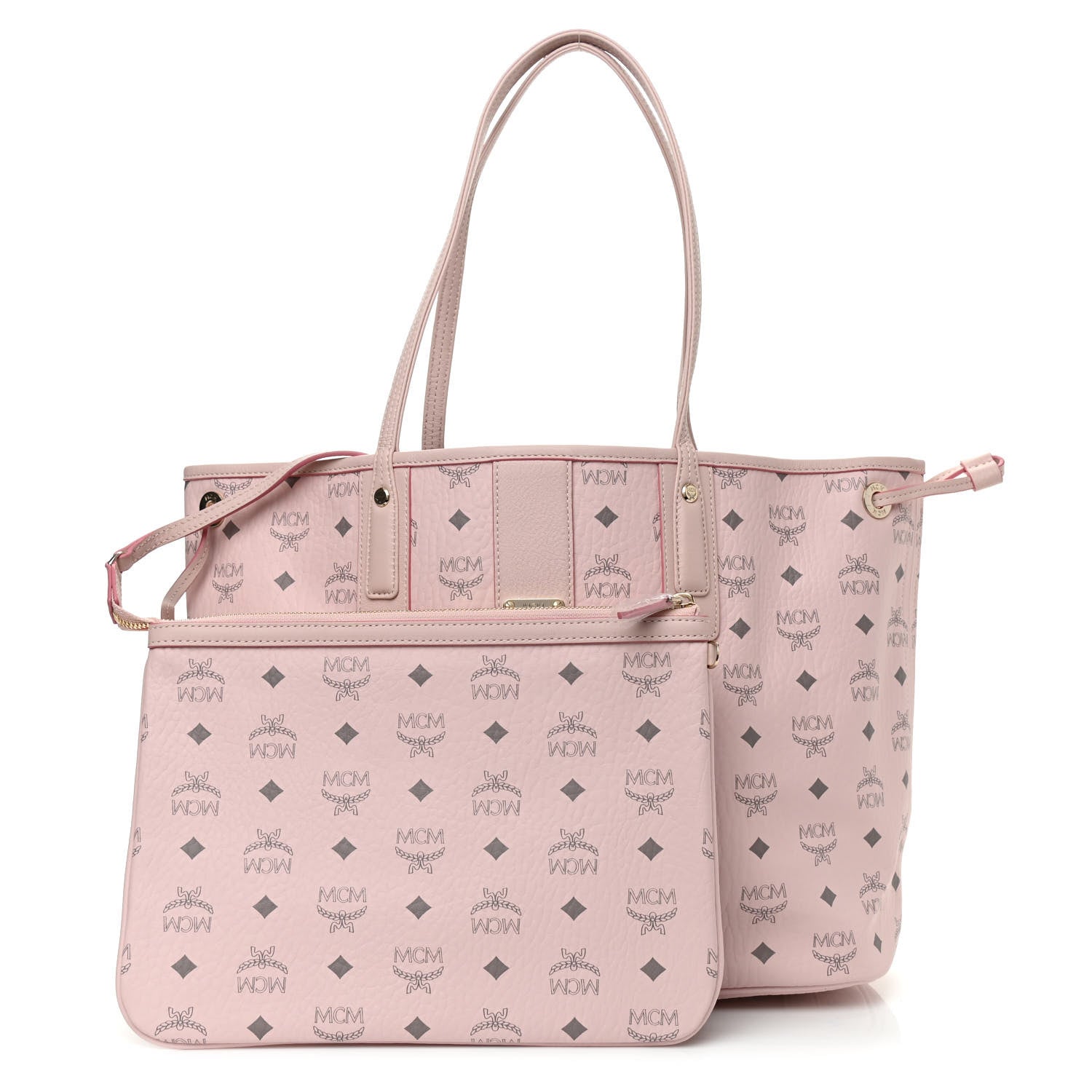 MCM Visetos Medium Liz Reversible Shopper Tote Powder Pink 1 of 13