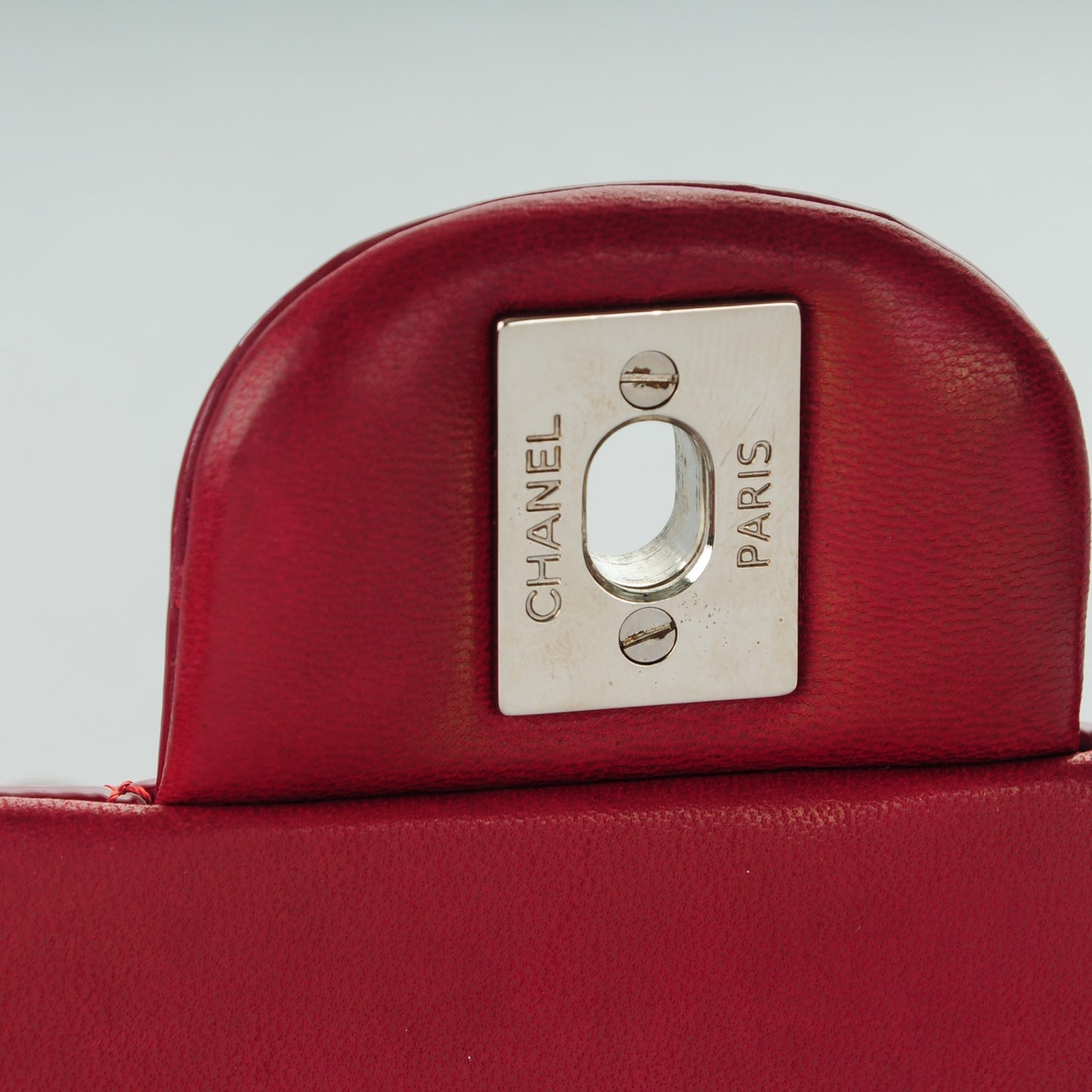 Patent Calfskin Quilted Medium Double Flap Red