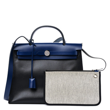 Hermes Toile H Berline Vache Hunter Herbag Zip PM 31 Bleu Encre Black 1 of 12