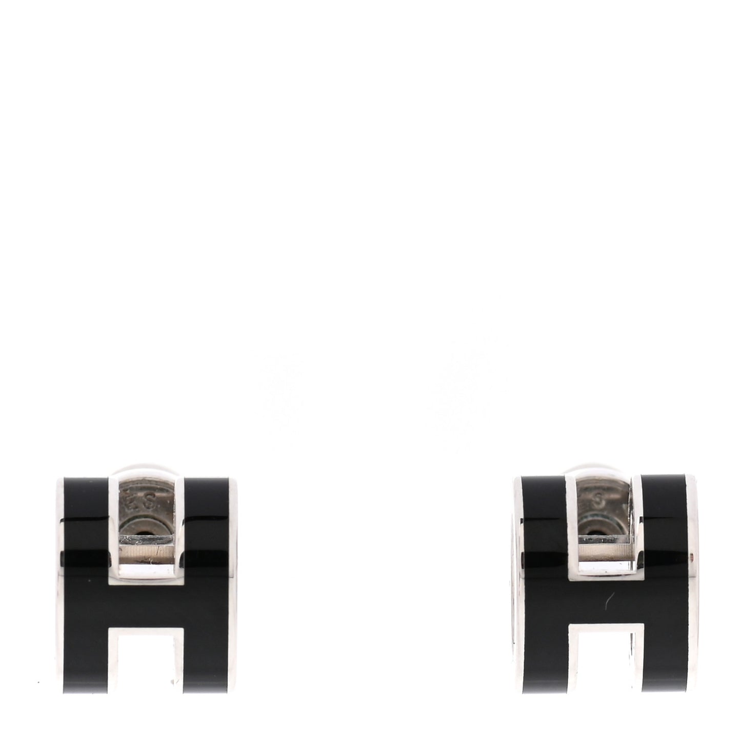 Palladium Lacquered Mini Pop H Earrings Black
