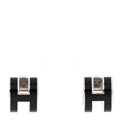 Hermes Palladium Lacquered Mini Pop H Earrings Black 1 of 6