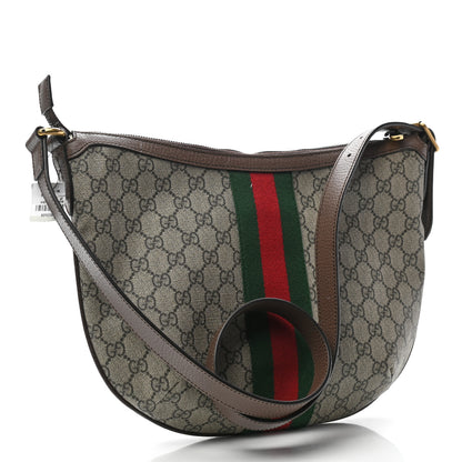 Gucci GG Supreme Monogram Web Small Ophidia Half Moon Hobo Brown 3 of 12