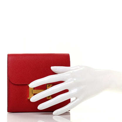 Hermes Epsom Constance Short Wallet Rouge Casaque 2 of 7
