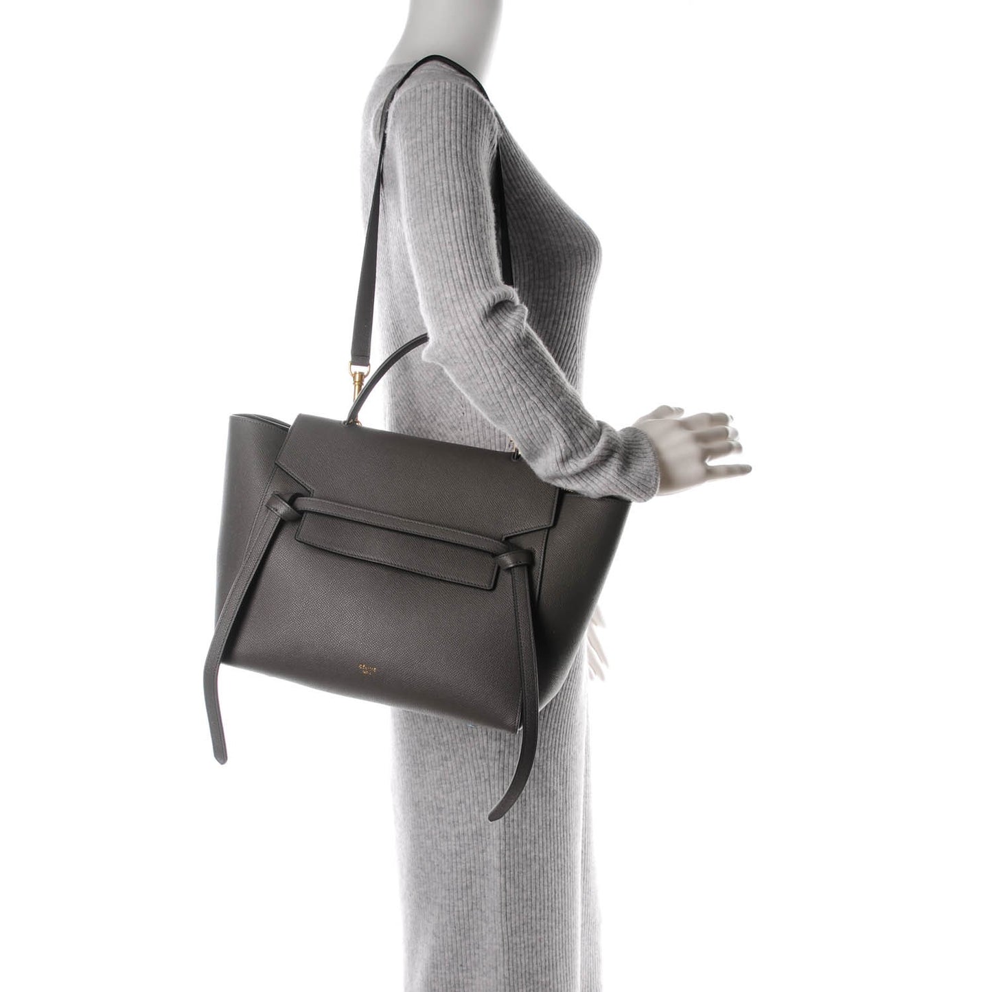 Grained Calfskin Mini Belt Bag Grey