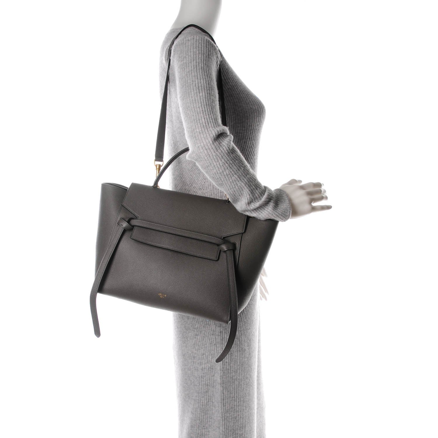 Celine Grained Calfskin Mini Belt Bag Grey 2 of 7