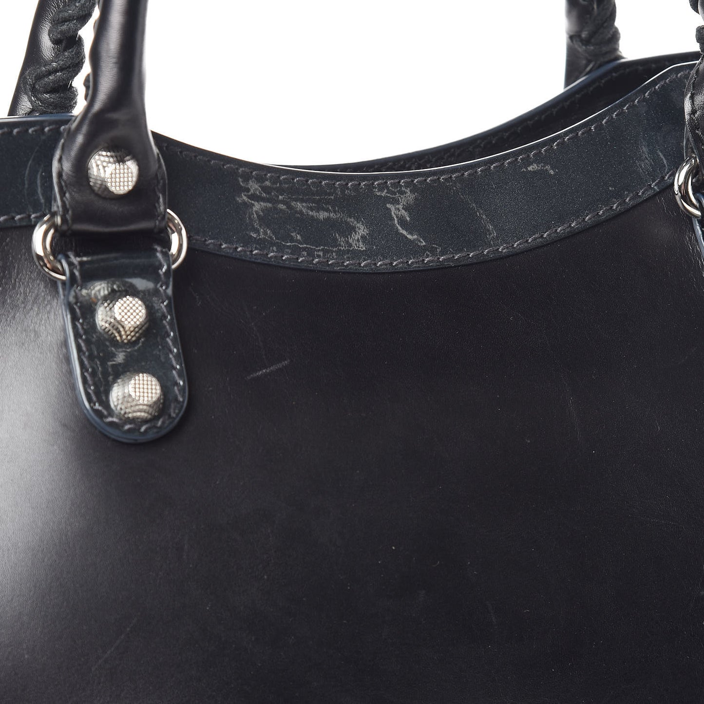 Smooth Calfskin Metallic Patent Giant 12 Silver Hardware City Black Gris
