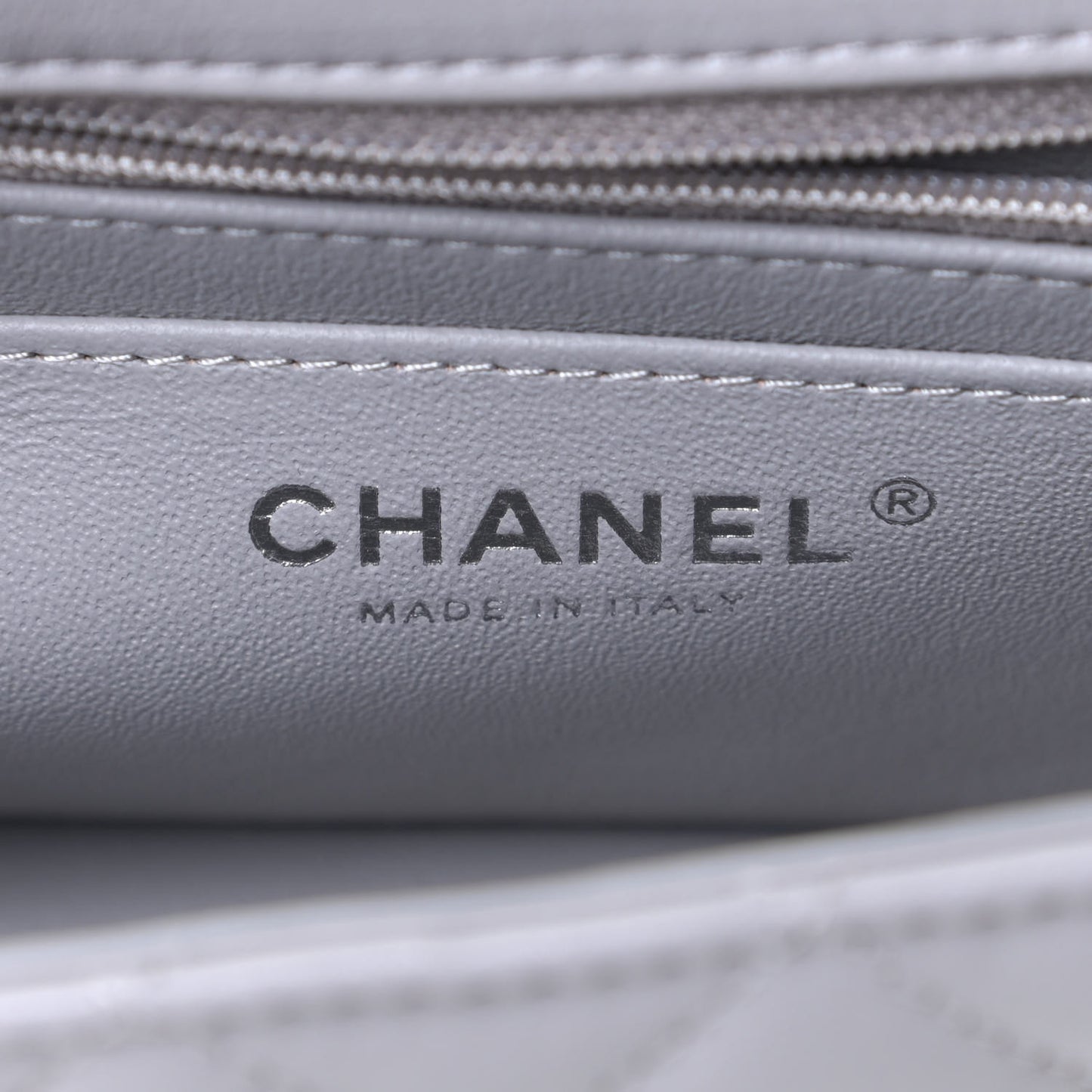 Lambskin Quilted Mini Rectangular Flap Grey