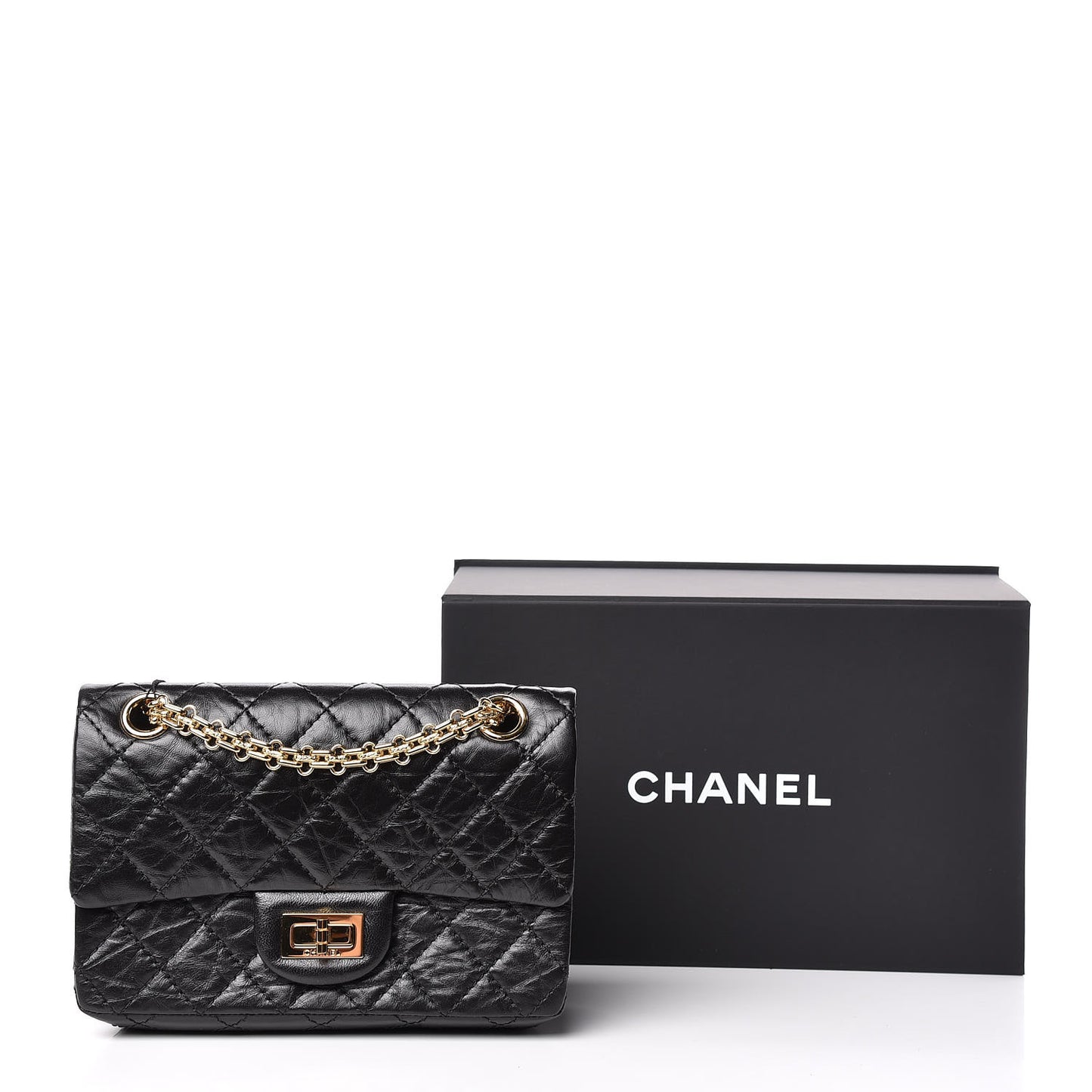 Aged Calfskin Quilted 2.55 Reissue Mini Flap Black