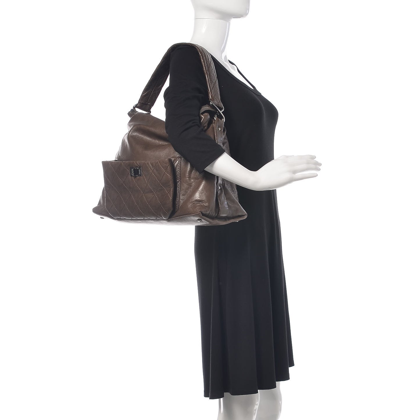Lambskin Quilted 8 Knots Hobo Brown