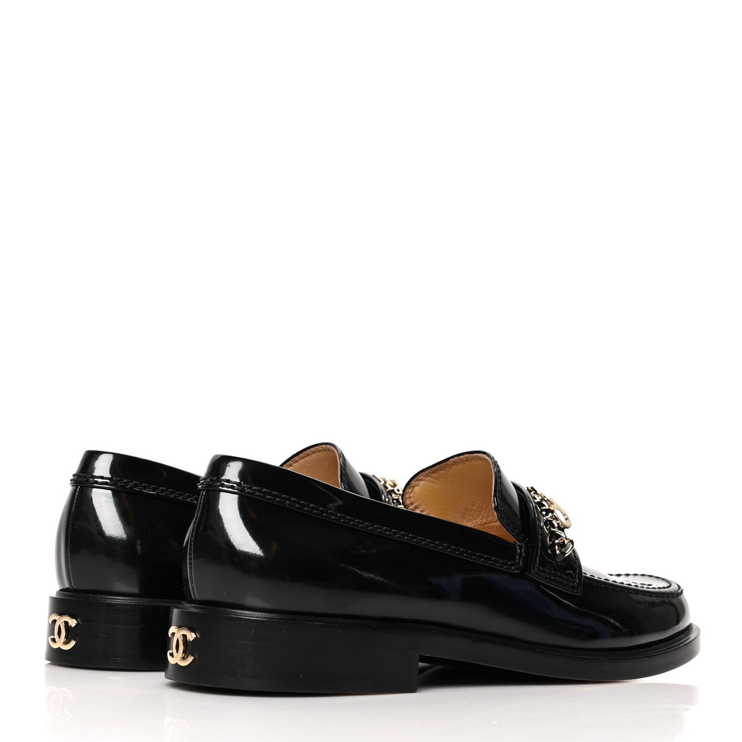 Chanel Shiny Calfskin Logo Loafers 41 Black 4 of 9