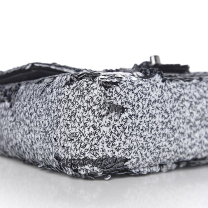 Chanel Sequin CC Logo Small Single Flap White Black 7 of 9