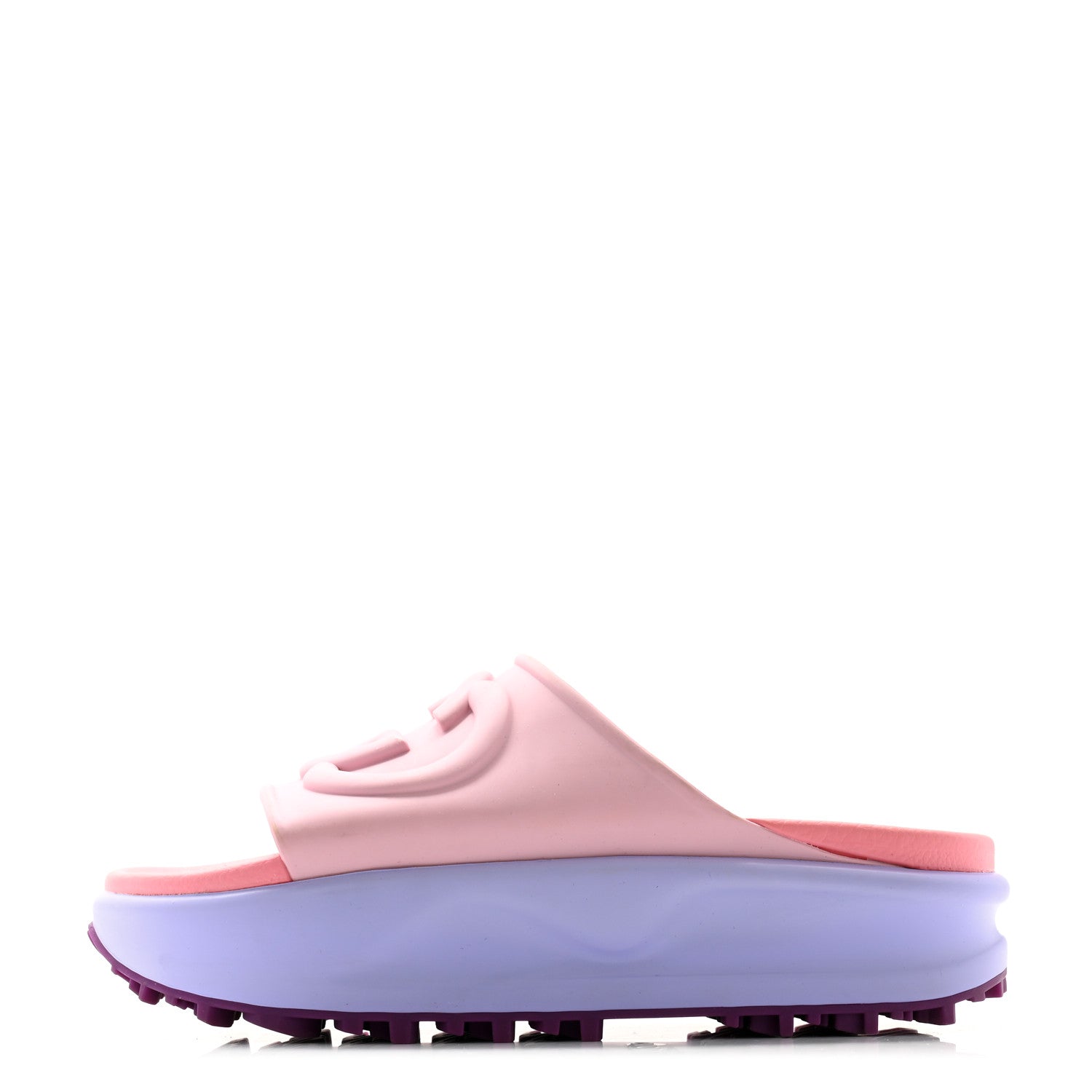 Gucci Soft Rubber Womens Interlocking G Platform 42mm Slide Sandals 38 Sugar Pink 1 of 8