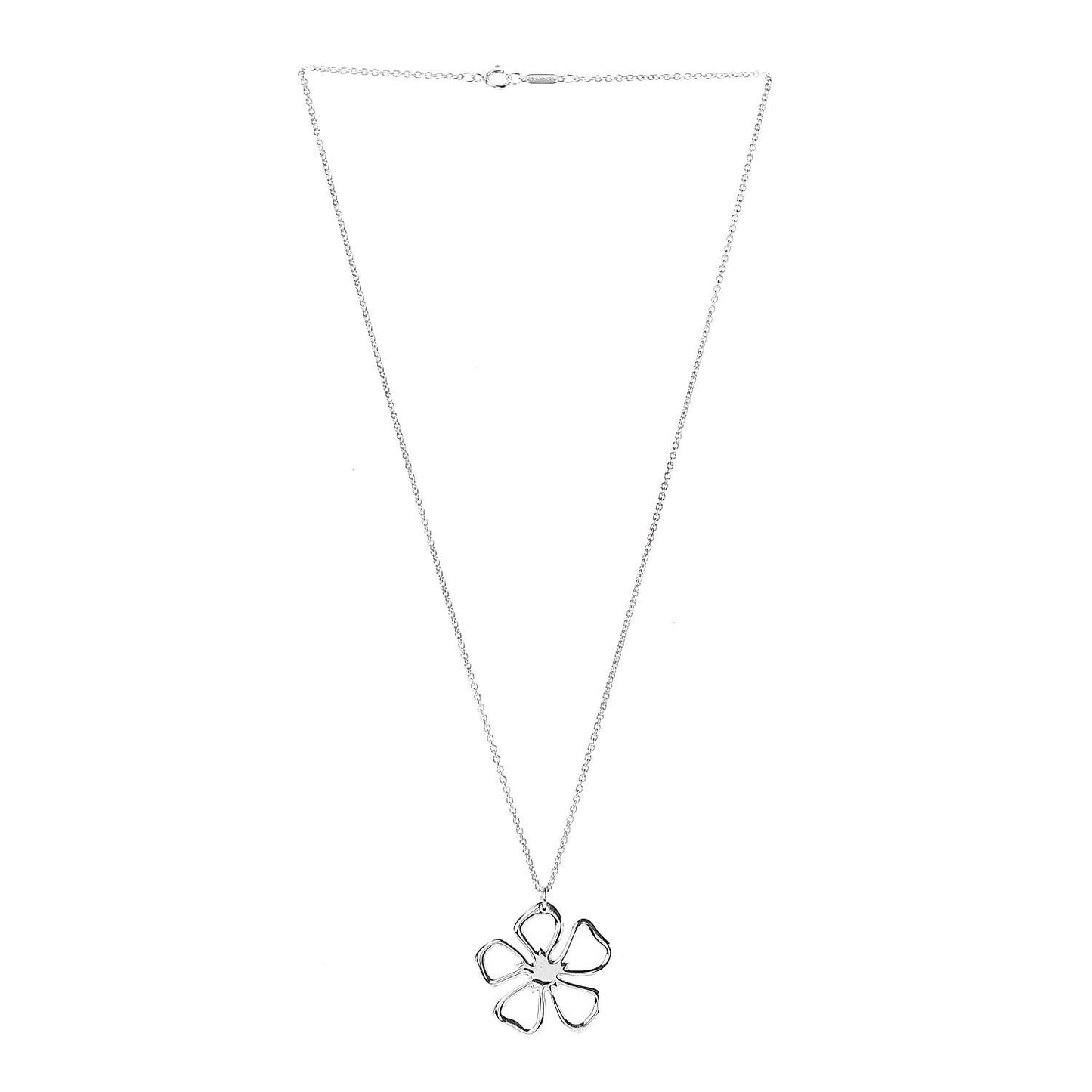 Sterling Silver Open Flower Pendant Necklace