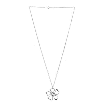 Tiffany Sterling Silver Open Flower Pendant Necklace 3 of 5