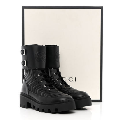 Gucci Nappa Frances GG Matelasse Platform Combat Boots 39 Black 12 of 12