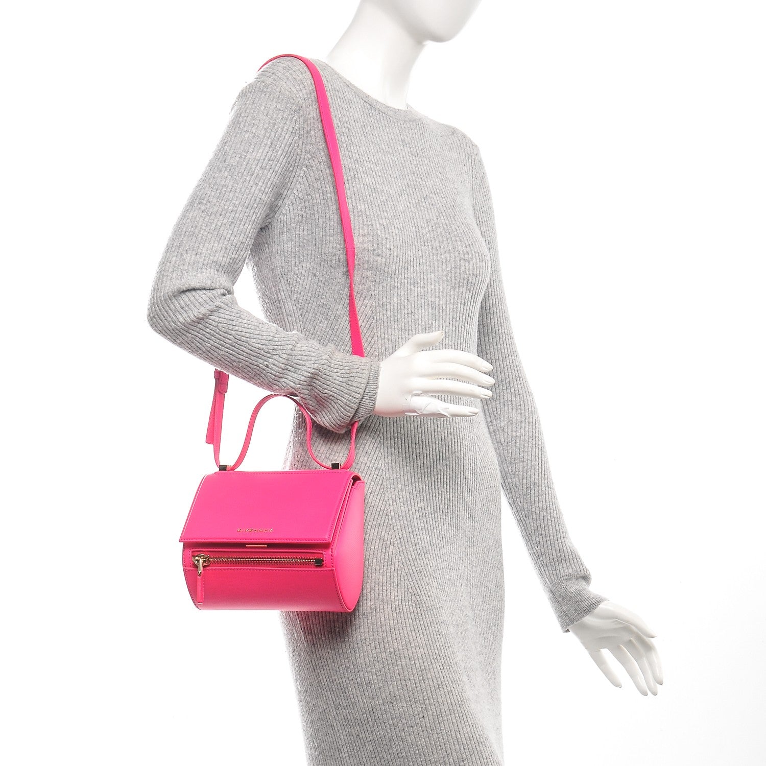 Givenchy Textured Calfskin Mini Pandora Box Crossbody Bag Fuchsia 2 of 6
