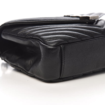 Saint Laurent Sheepskin Matelasse Chevron Monogram Medium College Bag Black 9 of 11