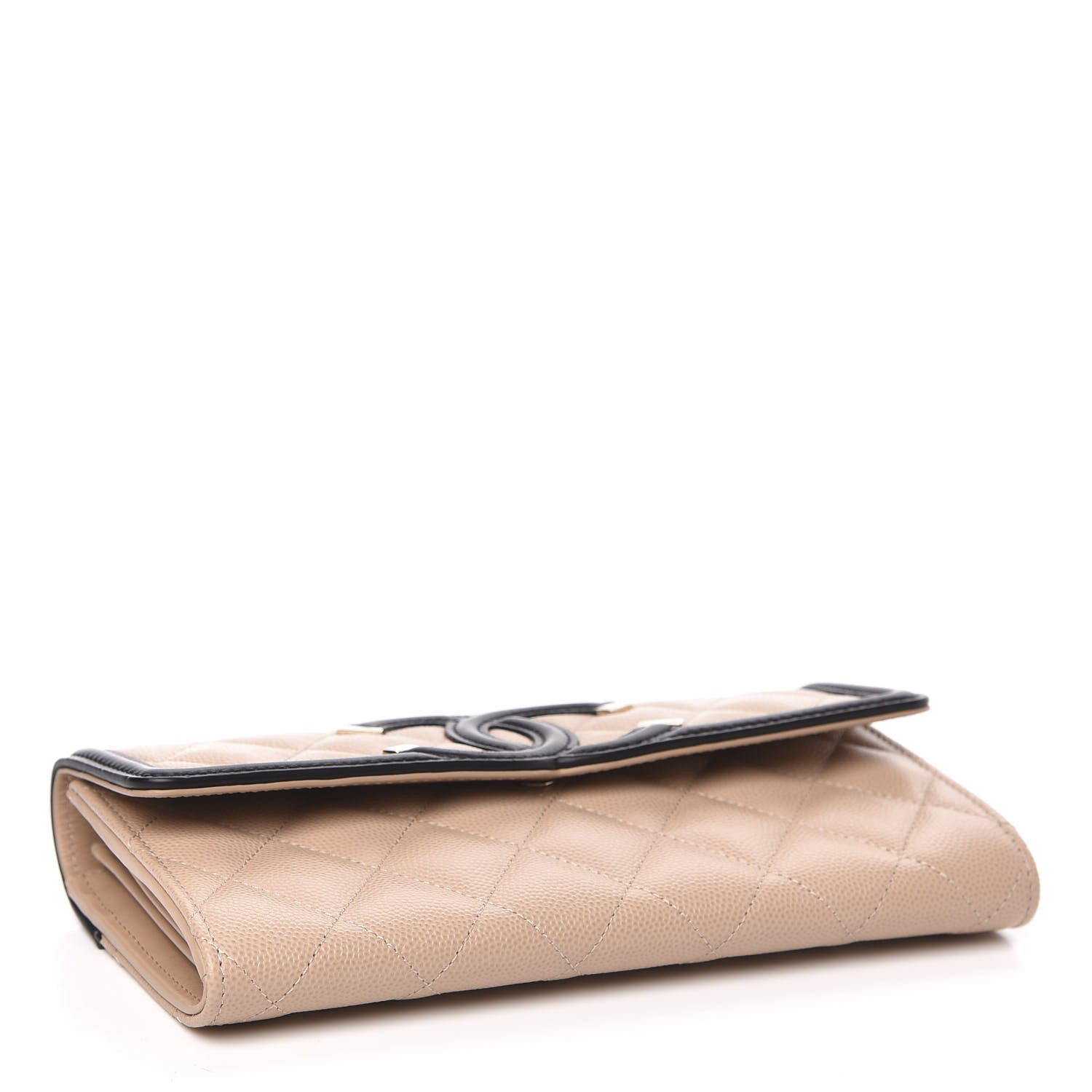 Chanel Caviar Quilted Filigree Flap Wallet Beige Black 4 of 9
