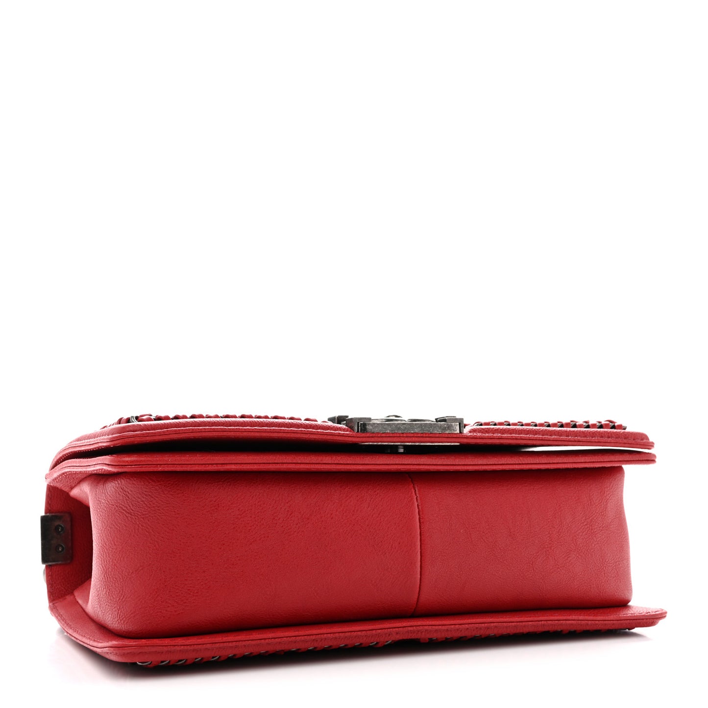Calfskin Quilted Medium Top Handle Boy Flap Red