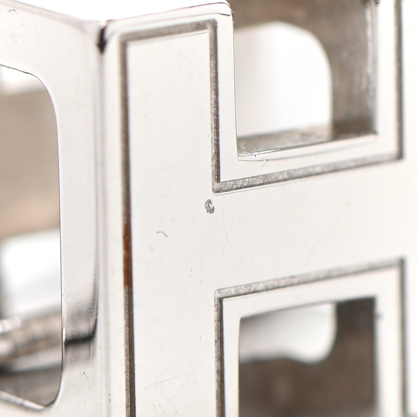 Palladium Lacquered Cage d'H Pendant Necklace Ecru