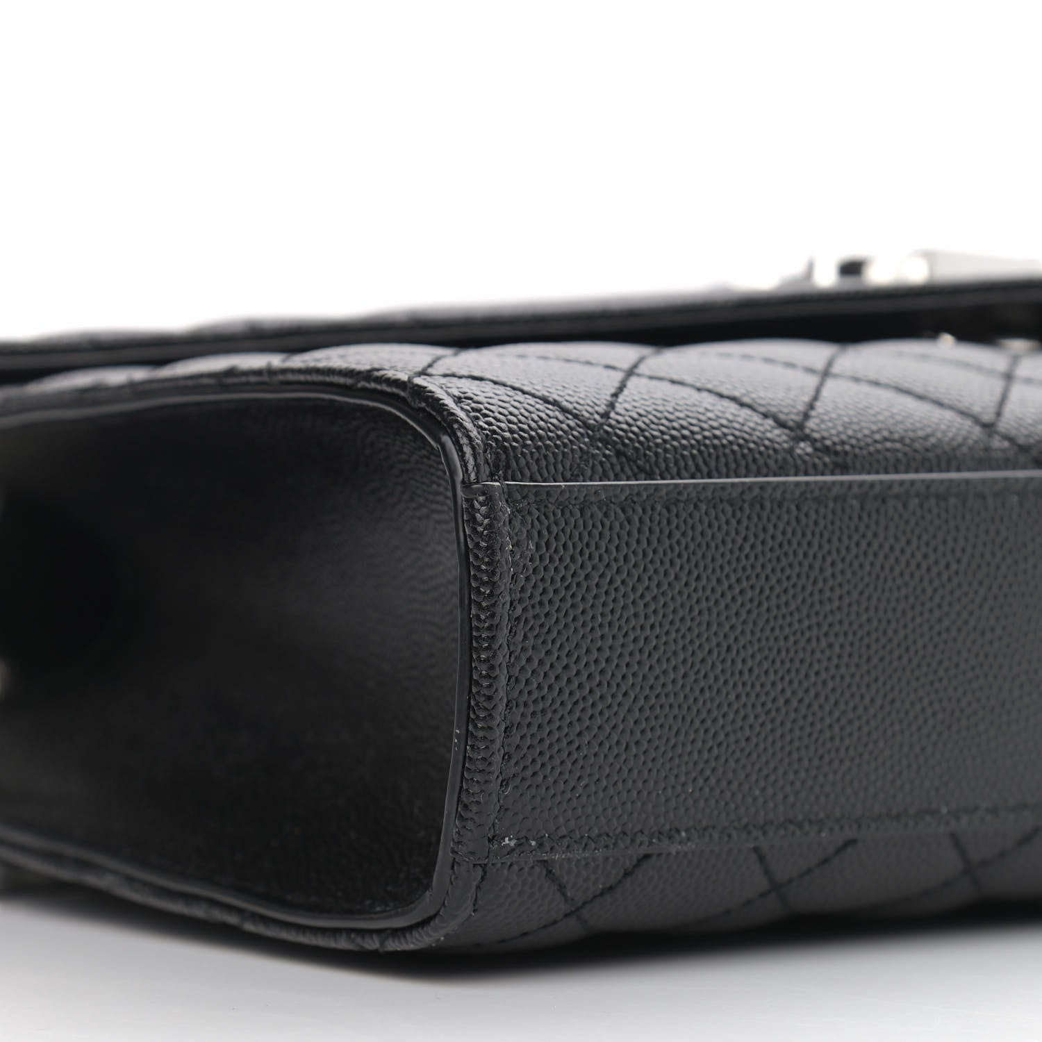 Saint Laurent Grain De Poudre Textured Mixed Matelasse Triquilt Medium Monogram Satchel Black 8 of 9