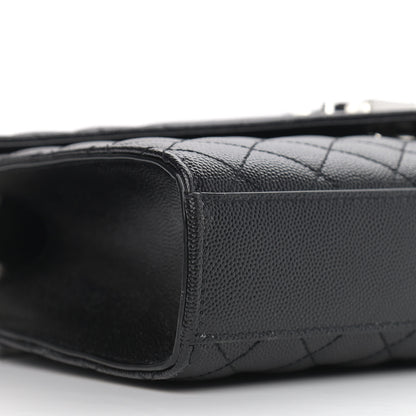Saint Laurent Grain De Poudre Textured Mixed Matelasse Triquilt Medium Monogram Satchel Black 8 of 9