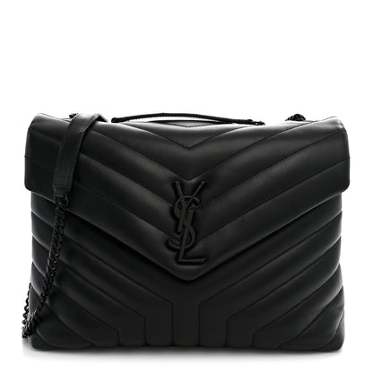 Saint Laurent Calfskin Y Quilted Monogram Monochrome Medium Loulou Chain Satchel Black 1 of 11