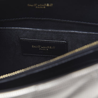 Saint Laurent Metallic Calfskin Y Quilted Small Loulou Monogram Chain Satchel Platino 6 of 9